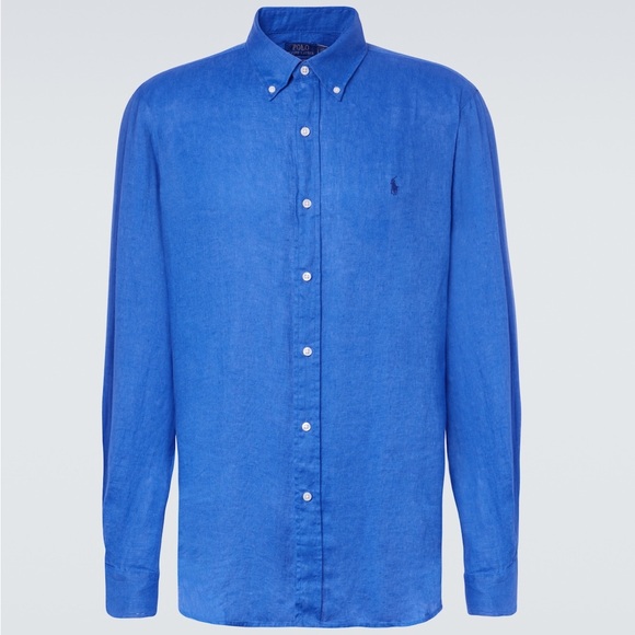 R2-25 NWT Size XL Men’s POLO RALPH LAUREN Prepster Classic Fit Linen Shirt Blue